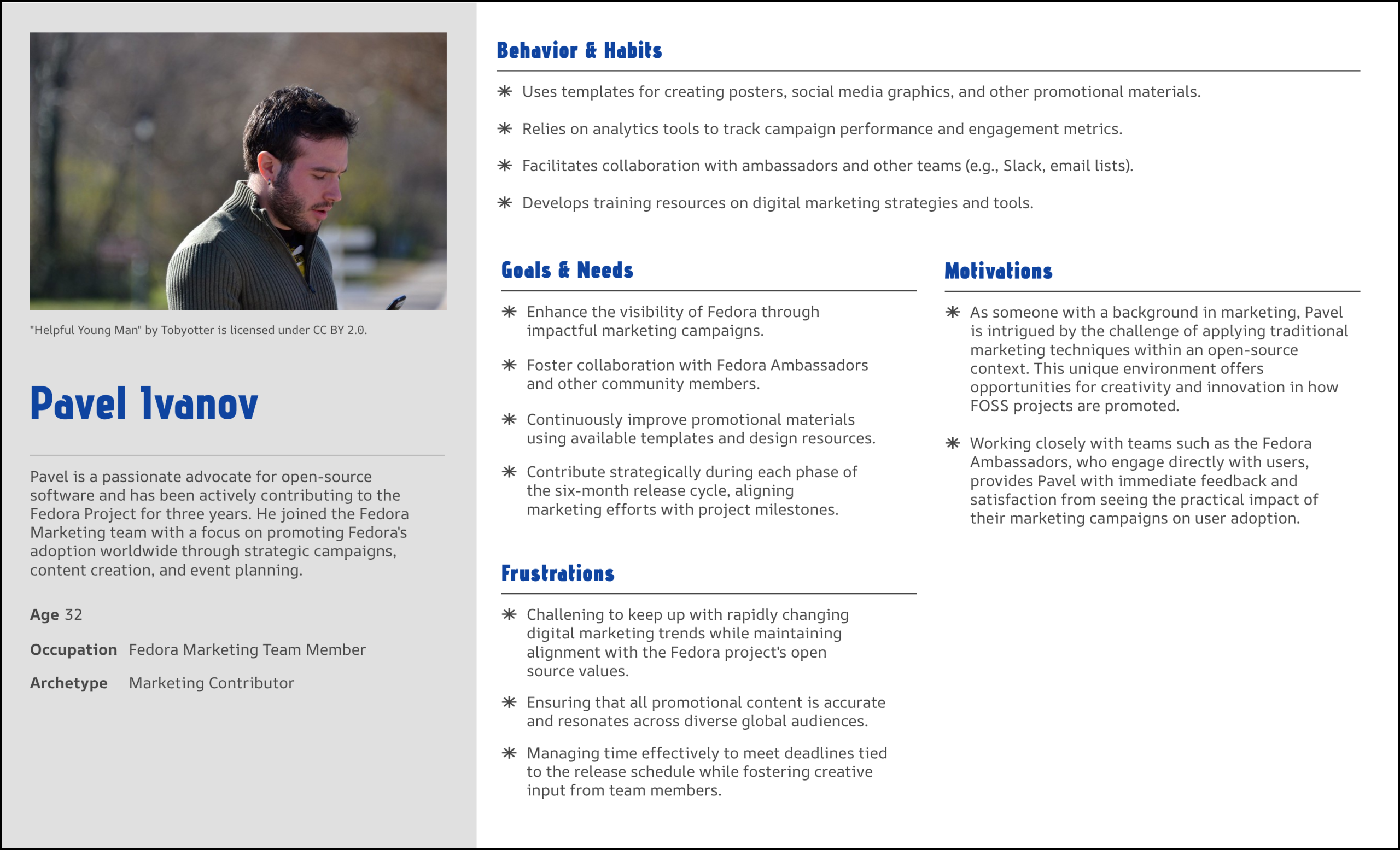 User Persona 6 – Pavel Ivanov – Fedora Marketing