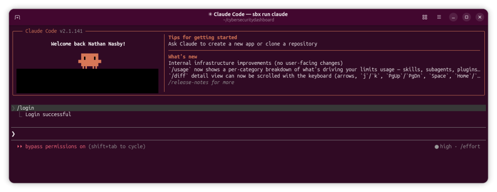 Claude Code within Docker Sandbox.